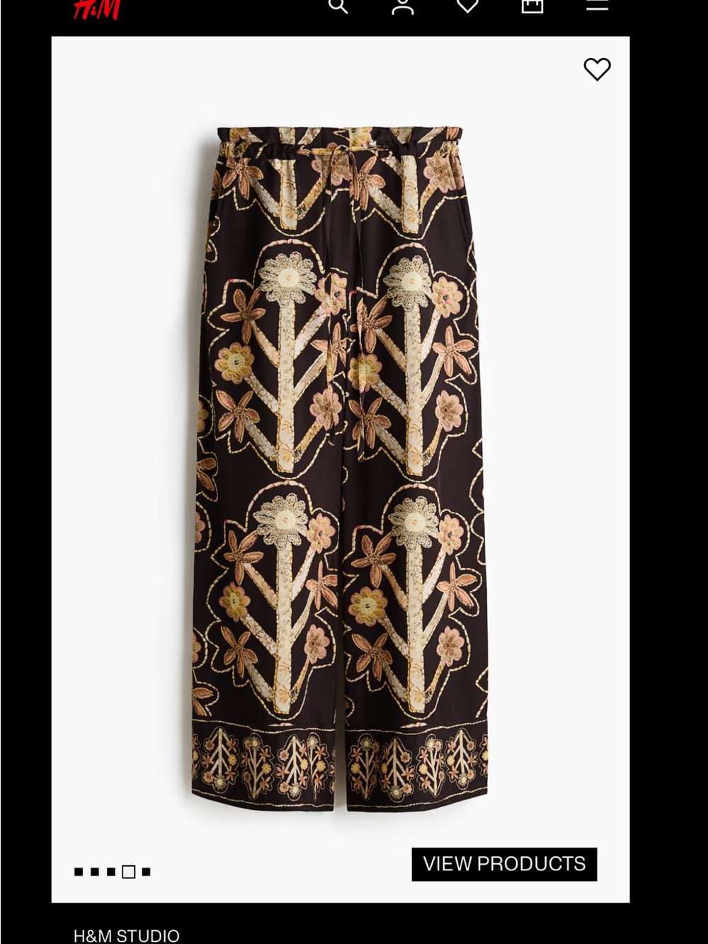 Floral Print Twill Pants